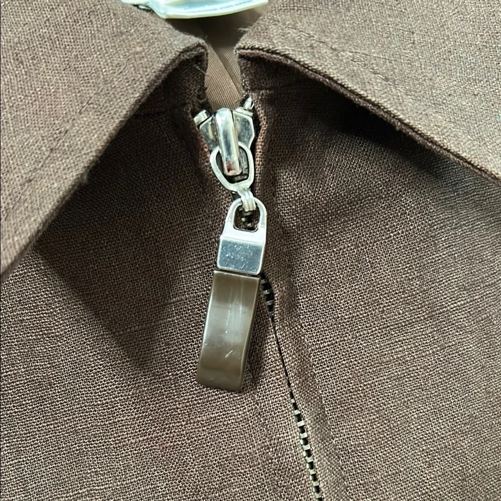 Vintage Pendleton Brown Vest Minimalist Zip Front Size‎ 4 Cotton Linen Blend